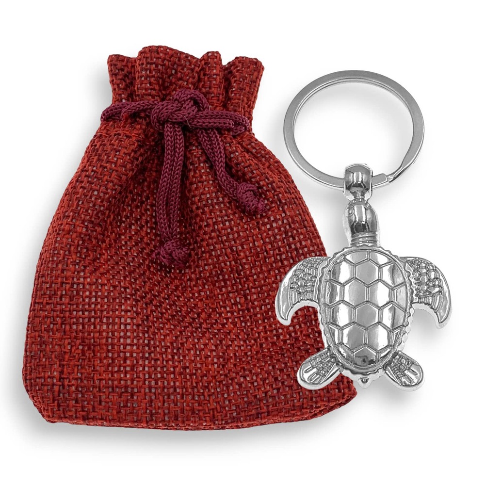 Evenchae Sea Turtle Pendant Keychain - 3”L, Silver - Arrives in Gift Bag